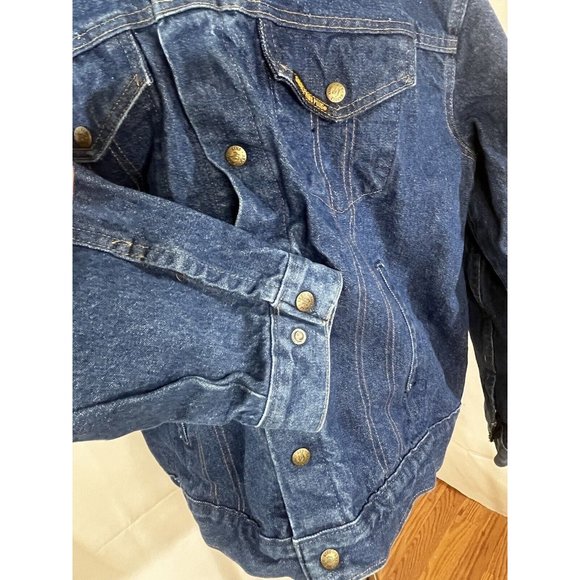 Vintage Saddle King Western Denim Jean Trucker Jacket USA Made Mens Large - Picture 6 of 8